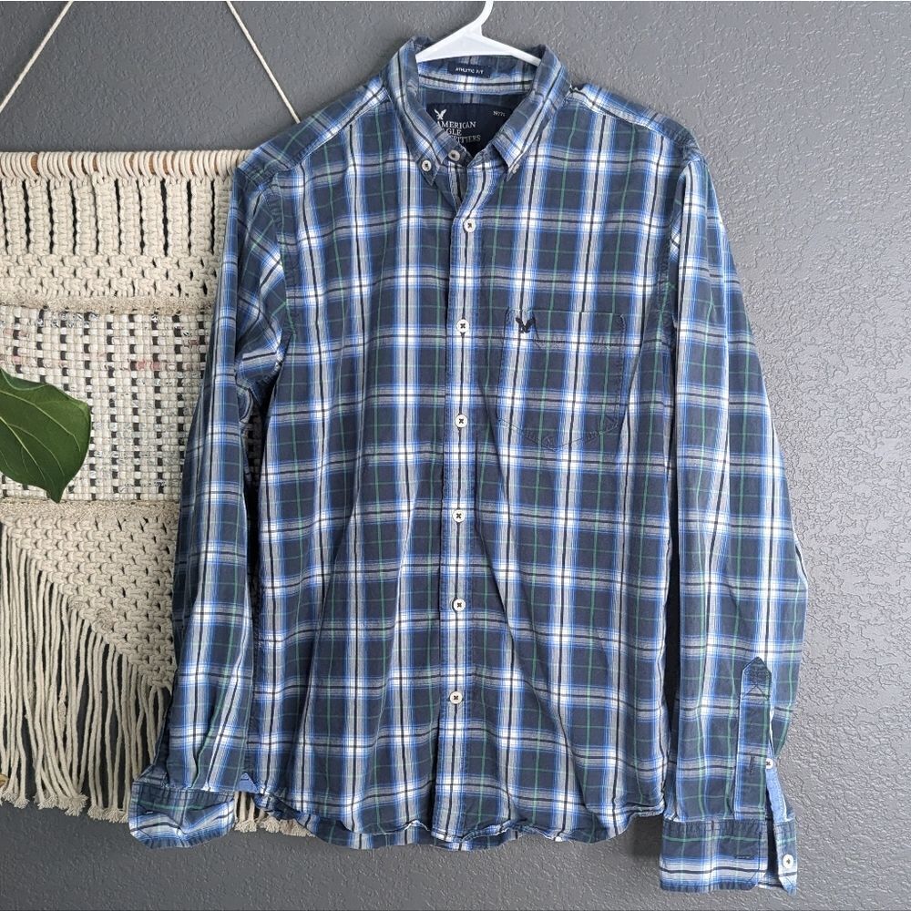 American Eagle Button Down Long Sleeve Shirt Size Medium Men's